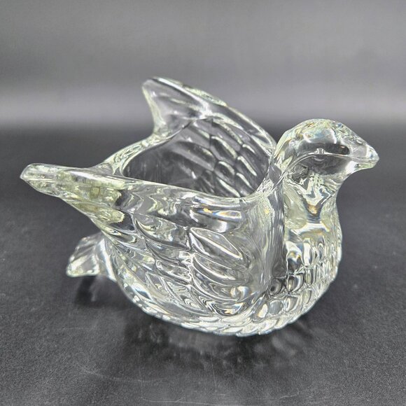 Vintage Avon Clear Crystal Glass Bird Shaped Candle Holder Votive Tea Light Read - Picture 1 of 11